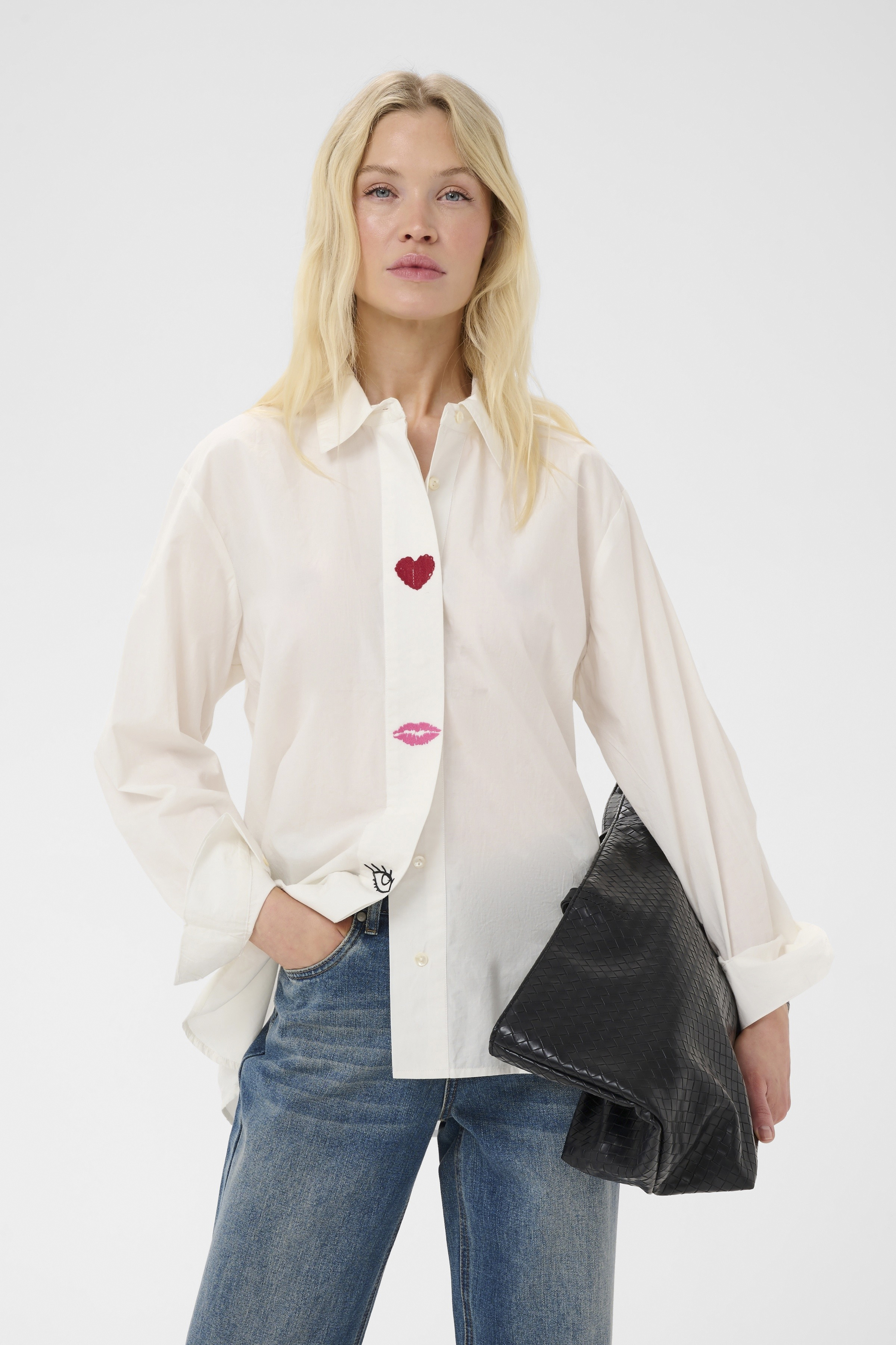 CUodette Shirt Spring Gardenia Vit skjorta med brodyr