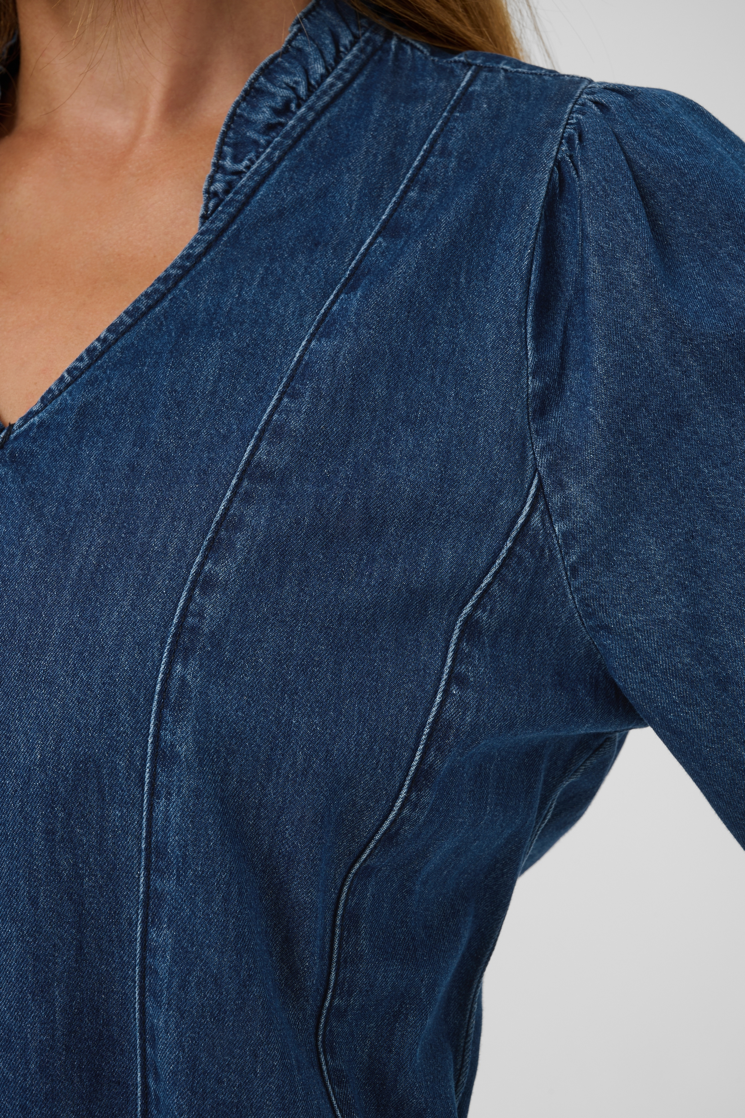 CUmaxi Fitted Arpa Dress  Dark Blue Wash  Lång jeansklänning