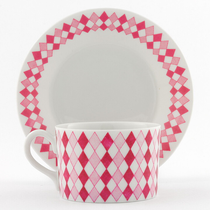  Raija Uosikkinen (Pajazzo 1954) Coffee Cup with Pink Harlequin Decor 9 cm  [Sample Images]