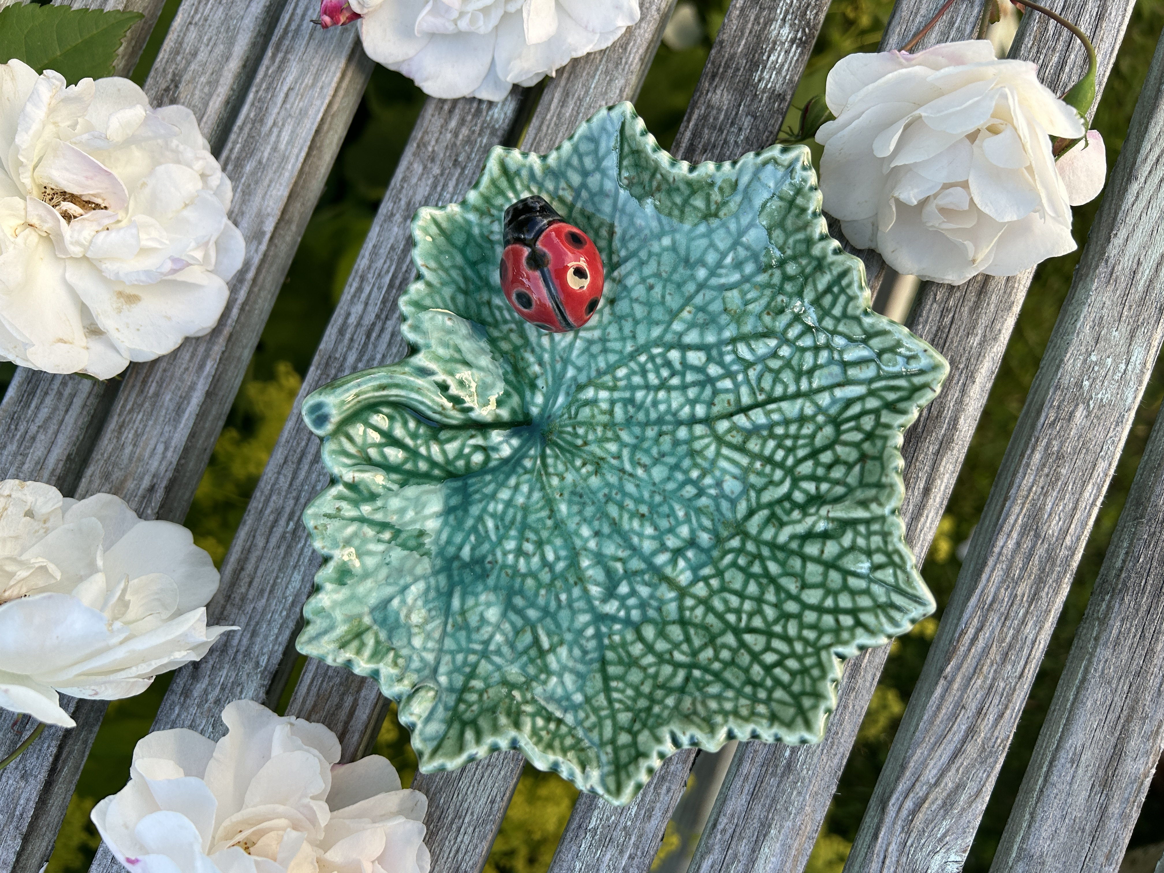 Blad med nyckelpiga