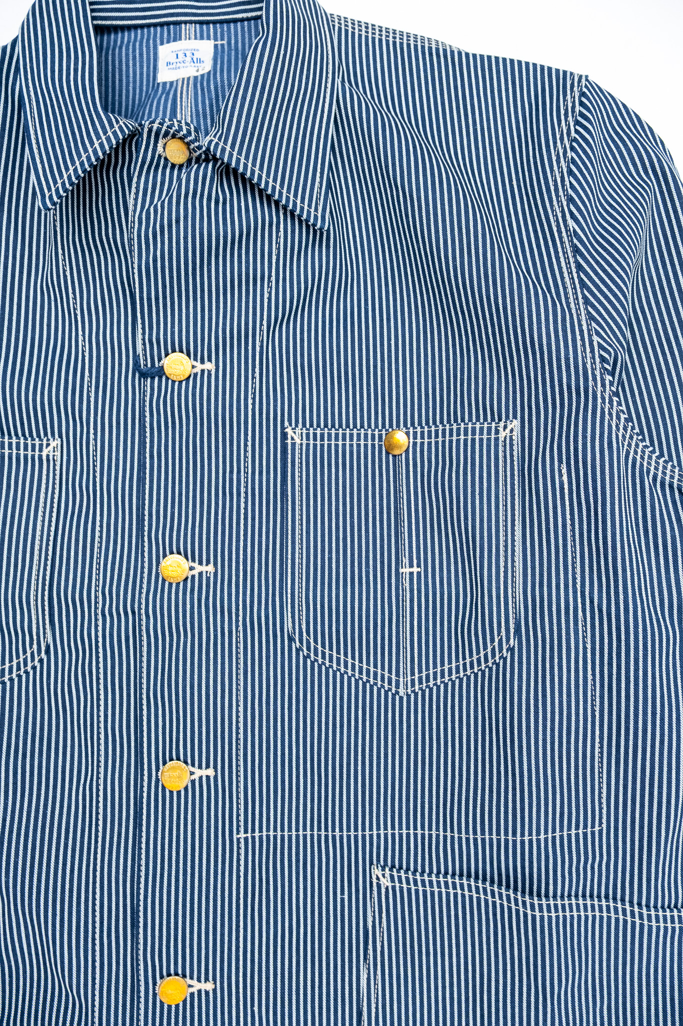 Bryceland’s - Chore Coat Hickory Stripe White/Blue - 4