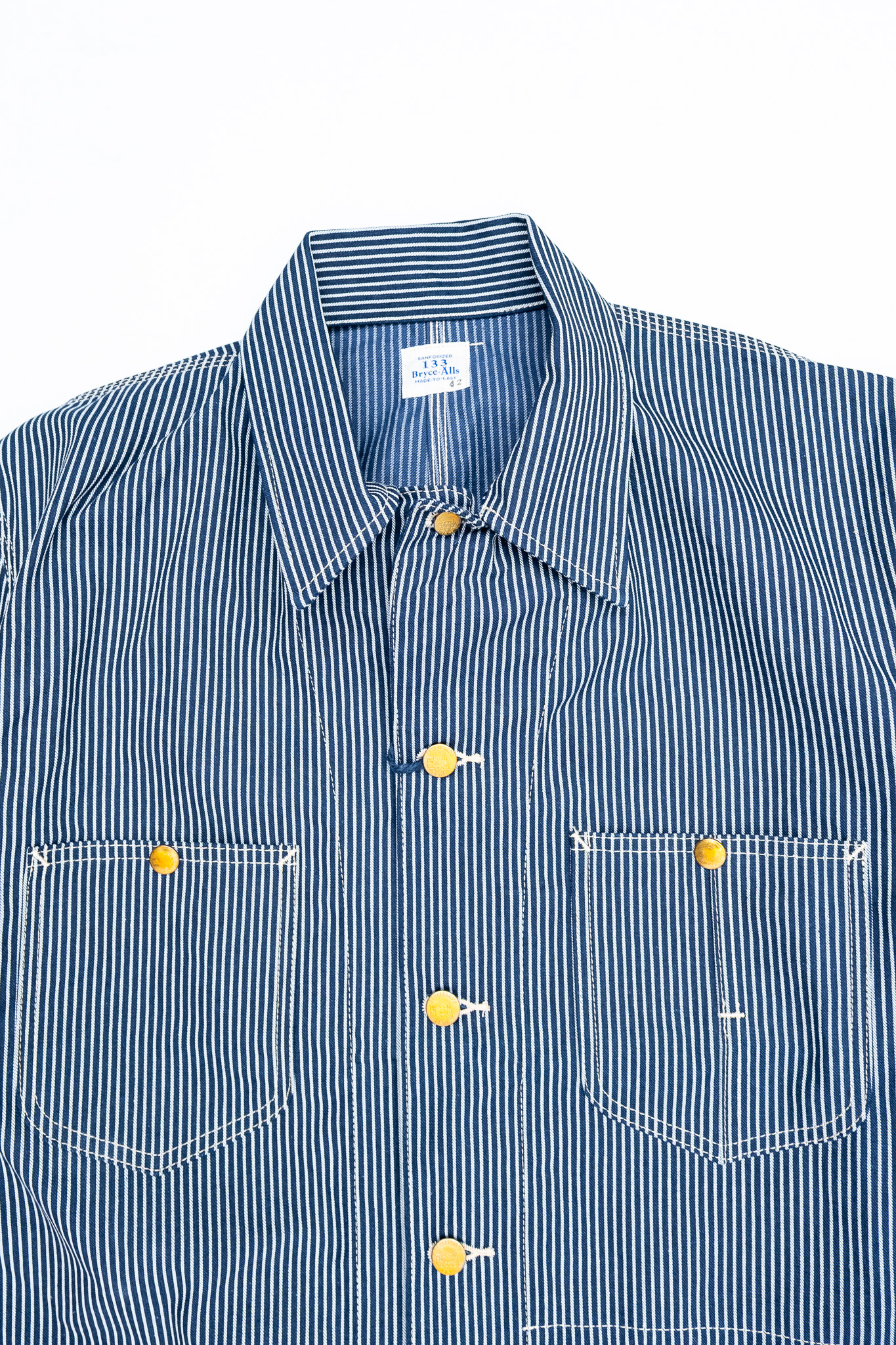 Bryceland’s - Chore Coat Hickory Stripe White/Blue - 5