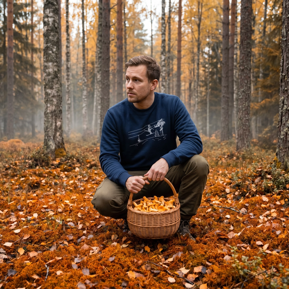 Sweatshirt Crewneck Skidåkare Unisex Navy - 3