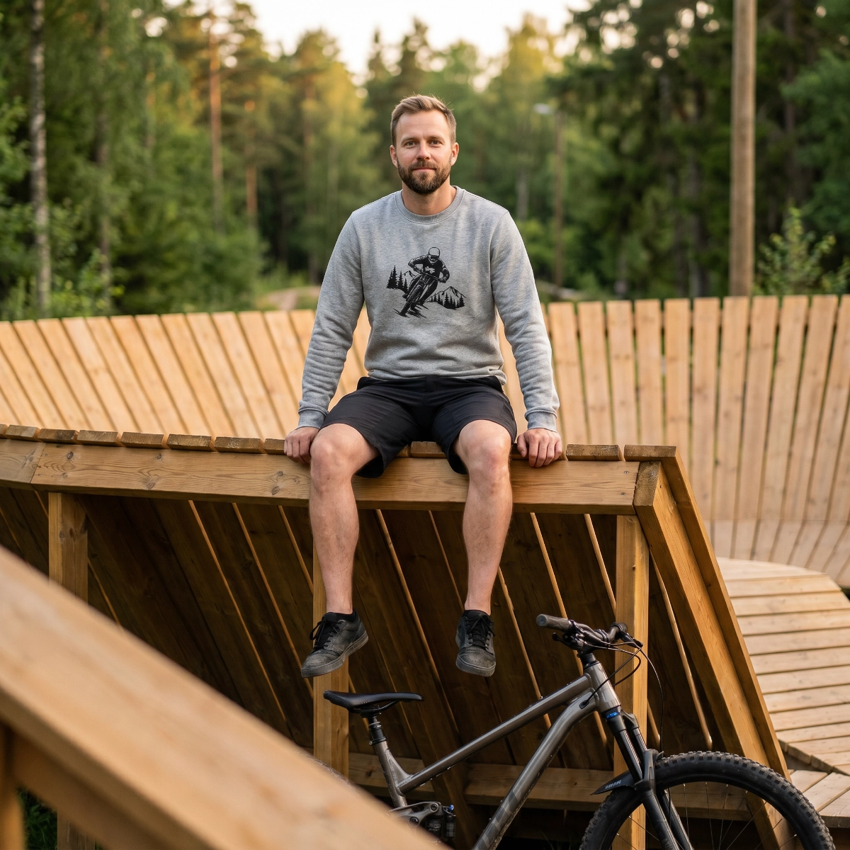 Sweatshirt Crewneck MTB Unisex Grå - 3