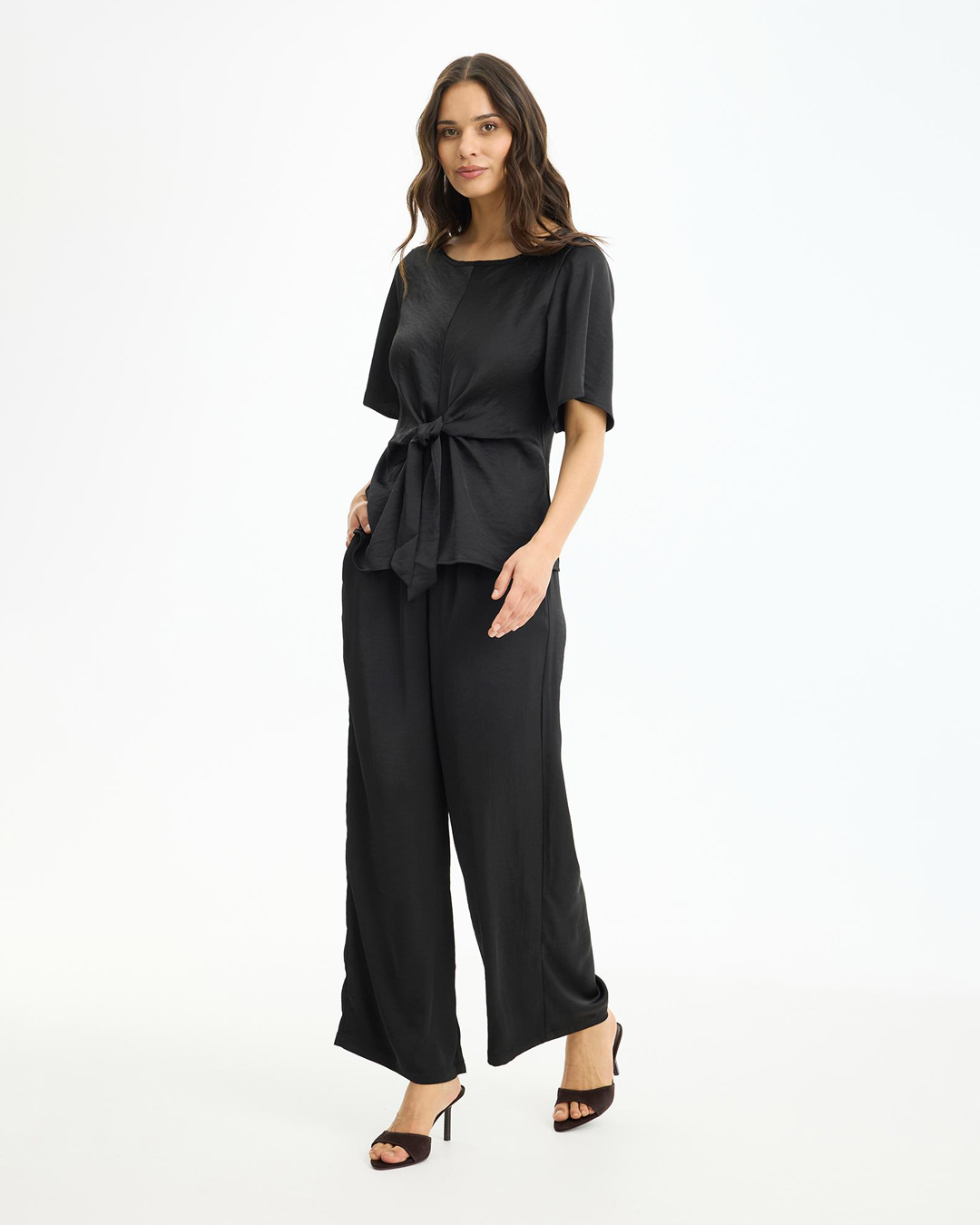 Blus Faye knut fram glansig svart - 4