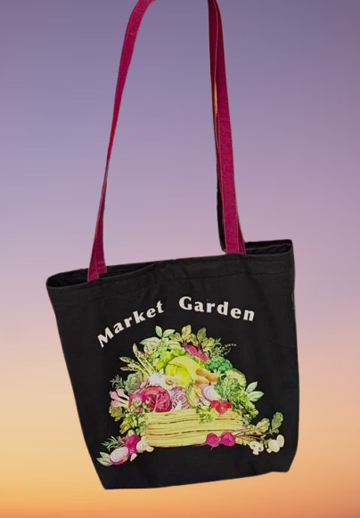 Market Garden, Black - Canvas Bag Tote Panel  - 2