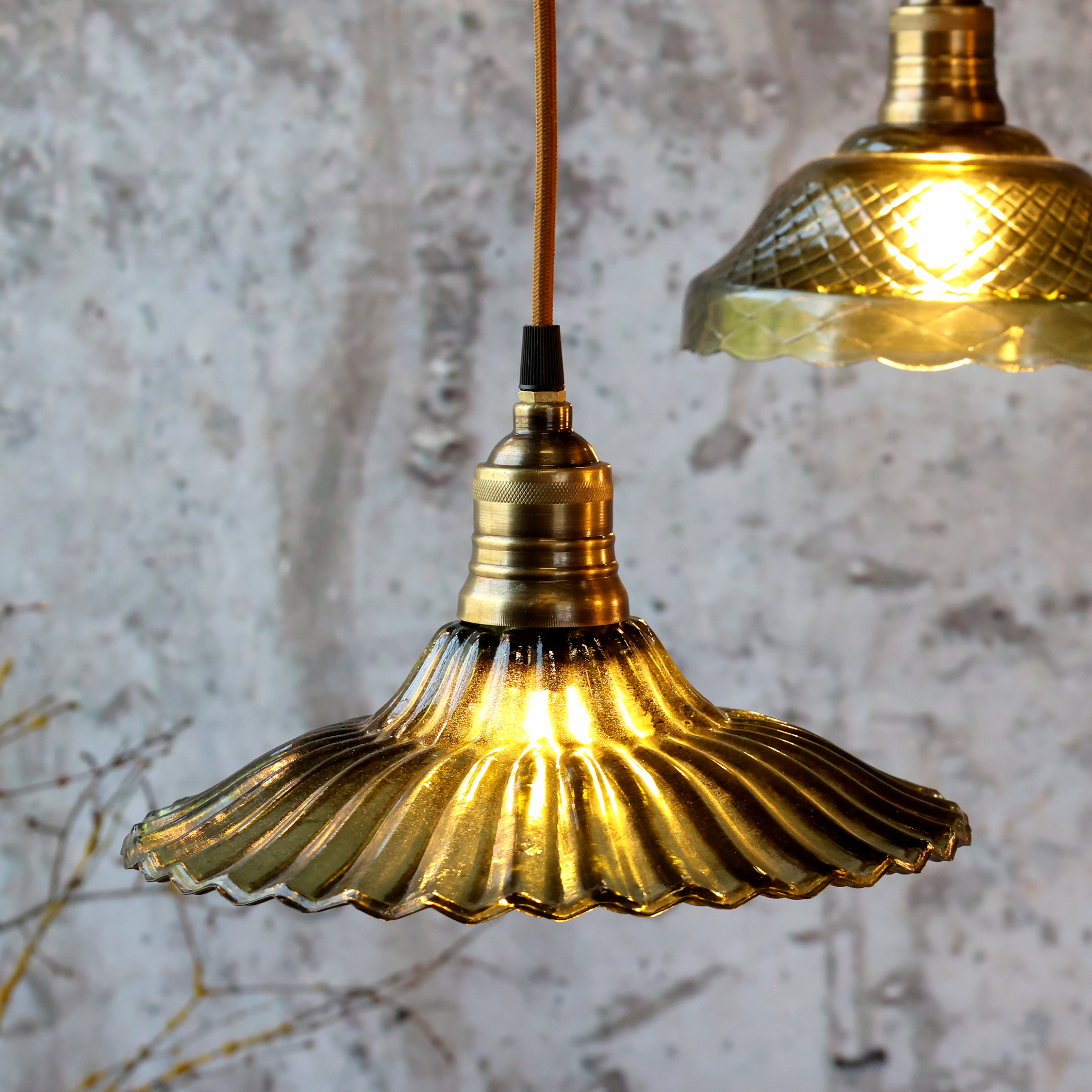 Taklampa Daisy Med Mässingtopp Olivgrön  - 2