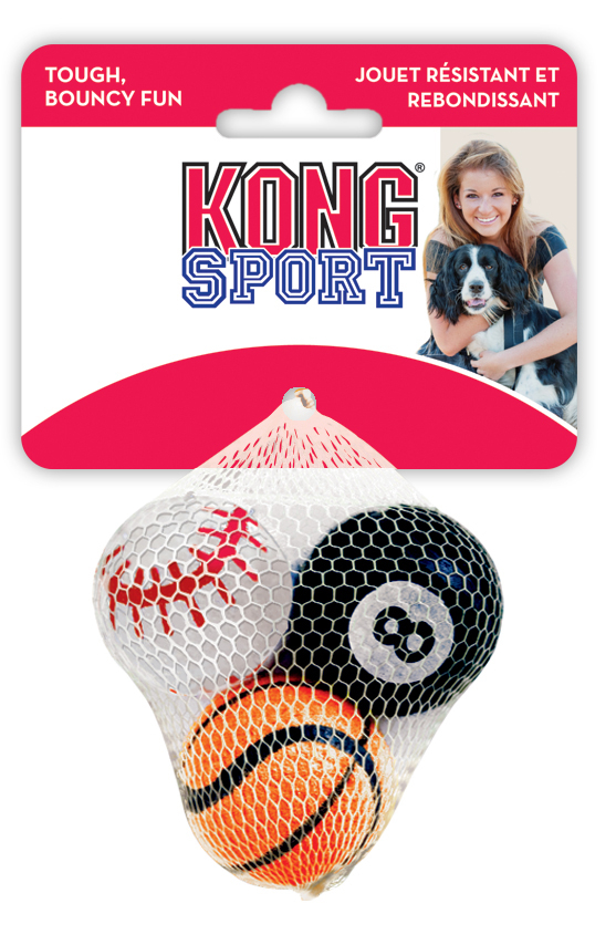 Kong Hundleksak Sport 3-Pack Bollar Medium Ø 6cm Flerfärgade