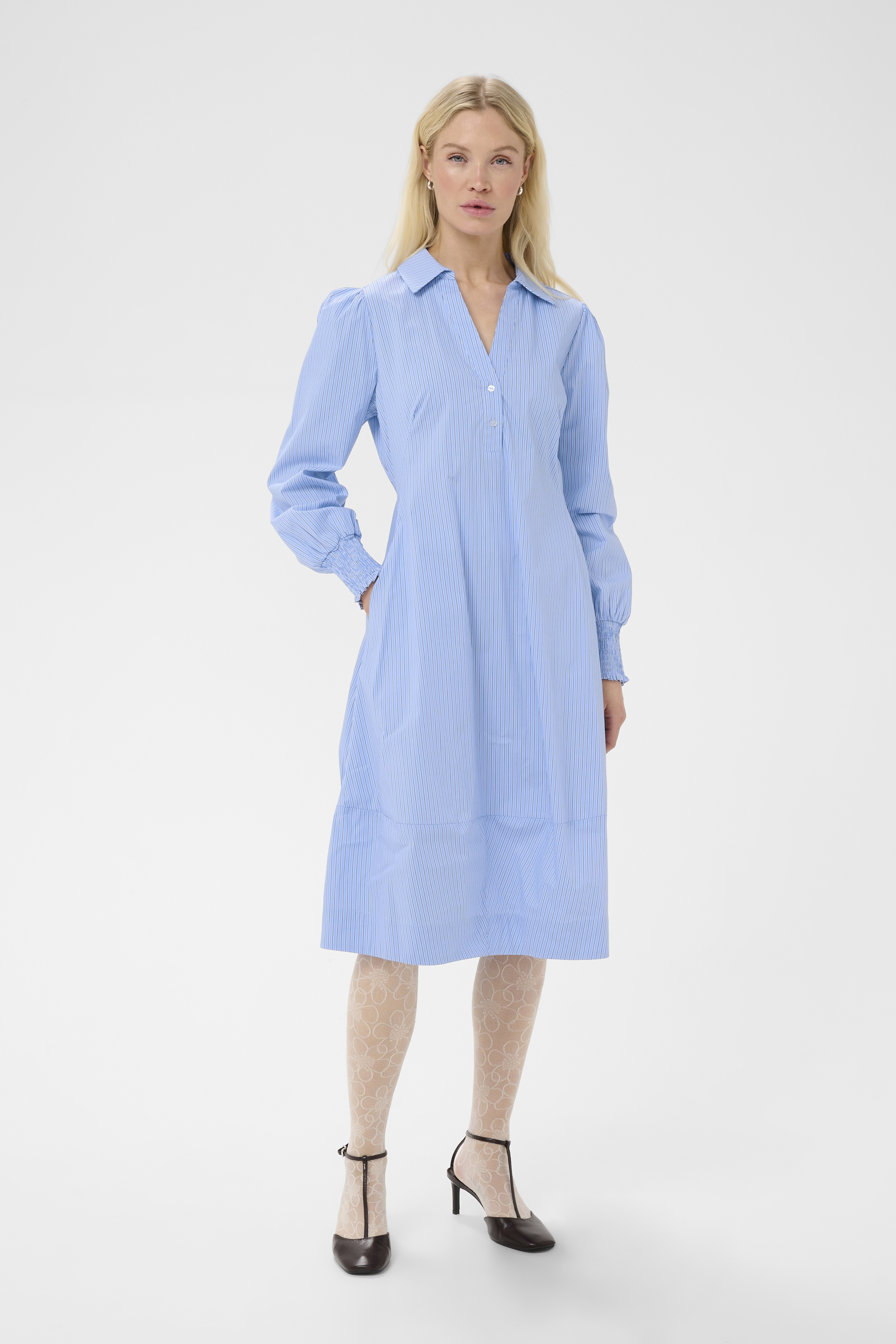 CUebony Dress Blue Stripe Randig klänning