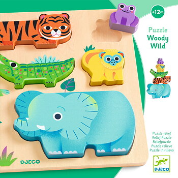Pussel Woody Wild, Pussla & Lek - Djeco
