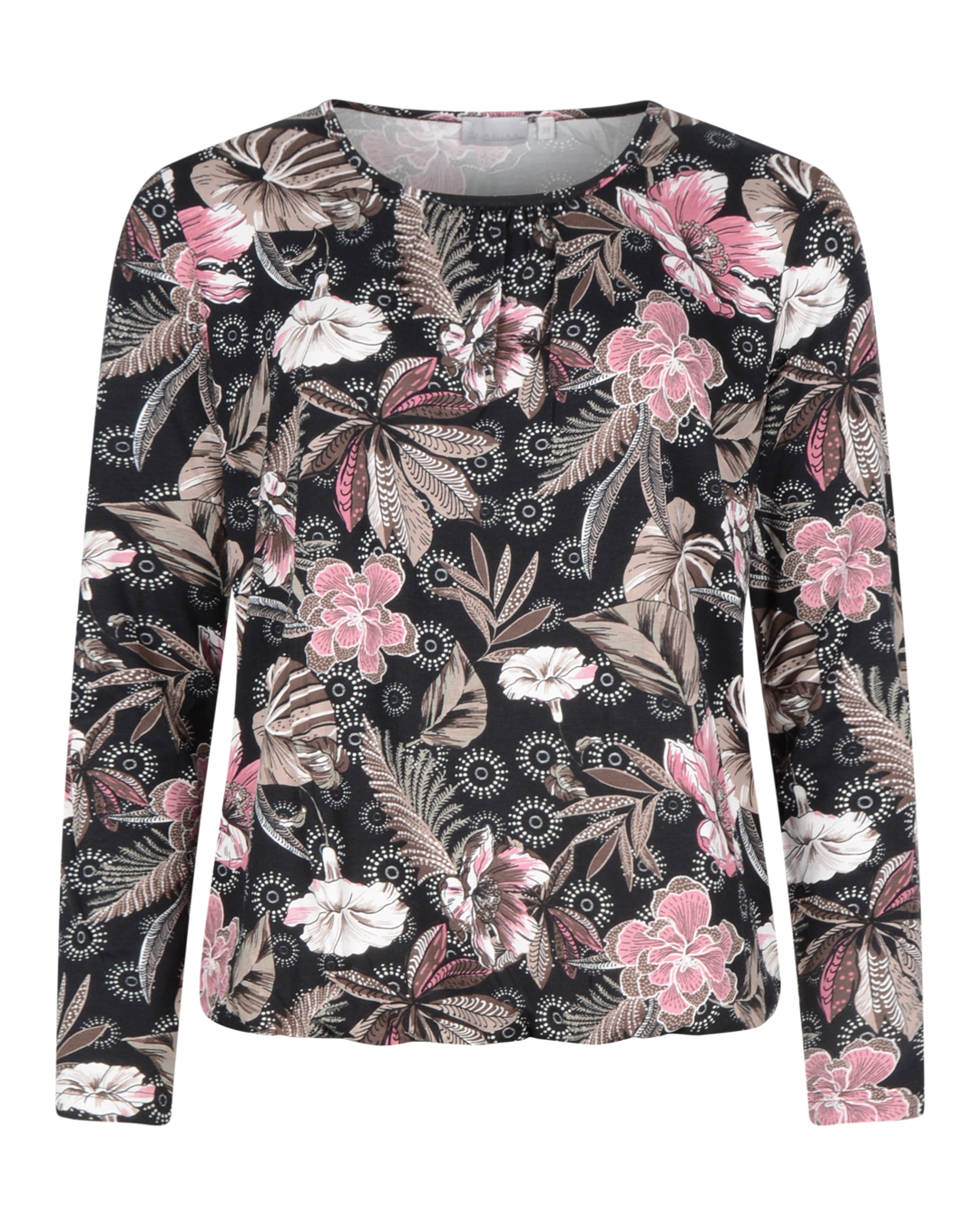 Topp med resår blommig svart/rosa/beige - 2