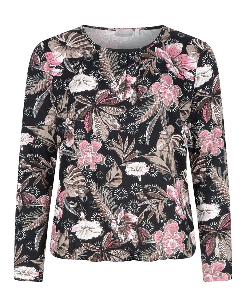Topp med resår blommig svart/rosa/beige