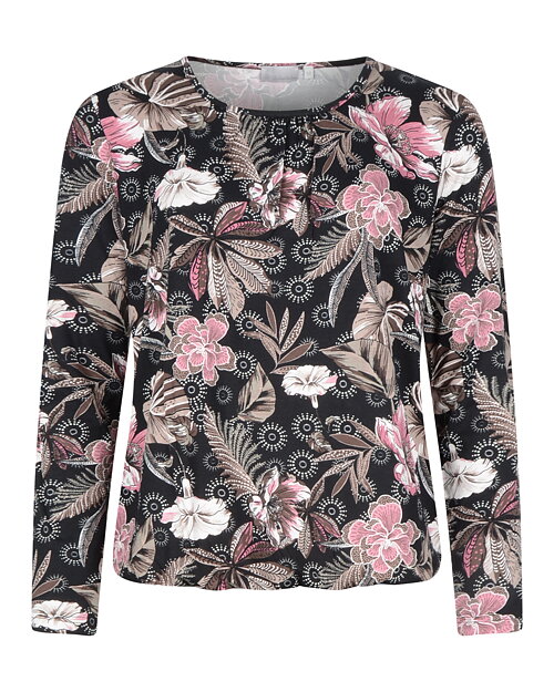 Topp med resår blommig svart/rosa/beige - 2