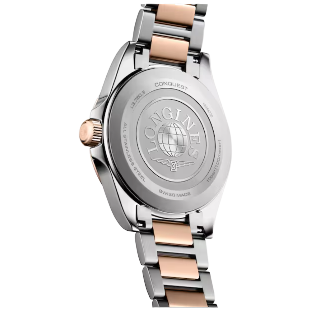 L3.750.3.98.7 Longines Conquest Quartz 2026, blå och roséguld  38 baksida