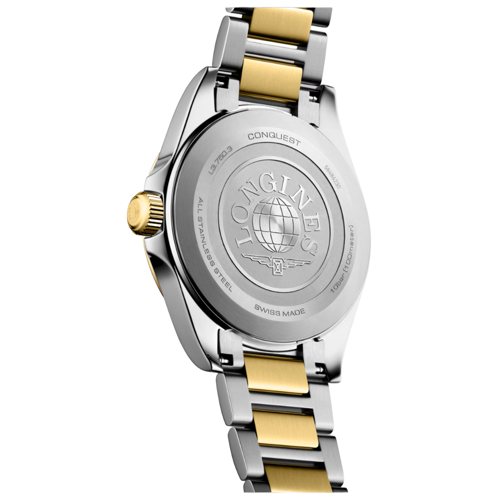 L3.750.3.52.7 Longines Conquest Quartz 2026, svart och guld 38 baksida