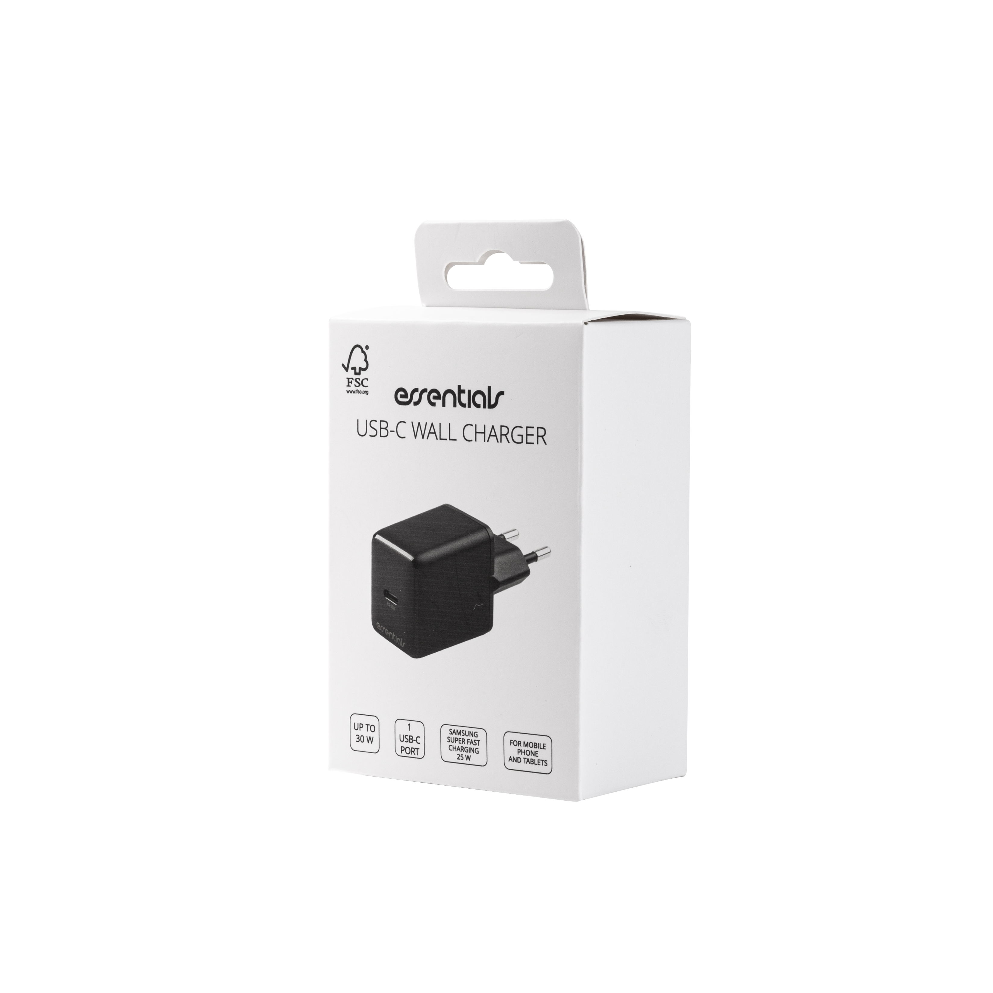Essentials USB-C väggladdare med PD 30 W, 1x USB-C med PPS, svart - 6
