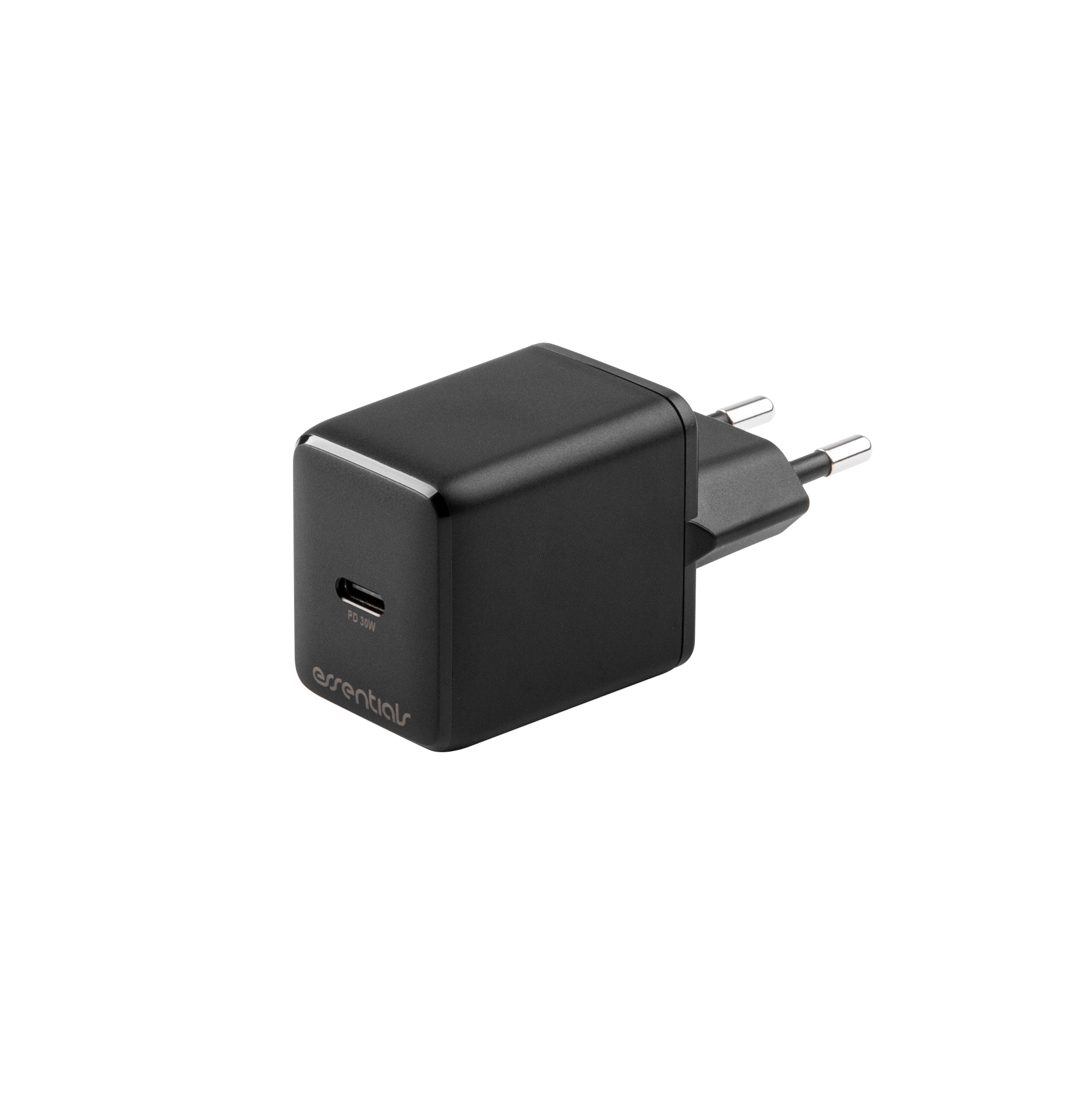 Essentials USB-C väggladdare med PD 30 W, 1x USB-C med PPS, svart - 2