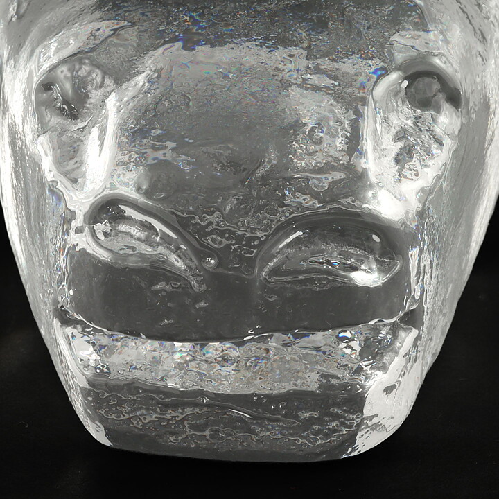 Erik Höglund (1960s) Rough-Hewn Clear Glass Animal 9 cm