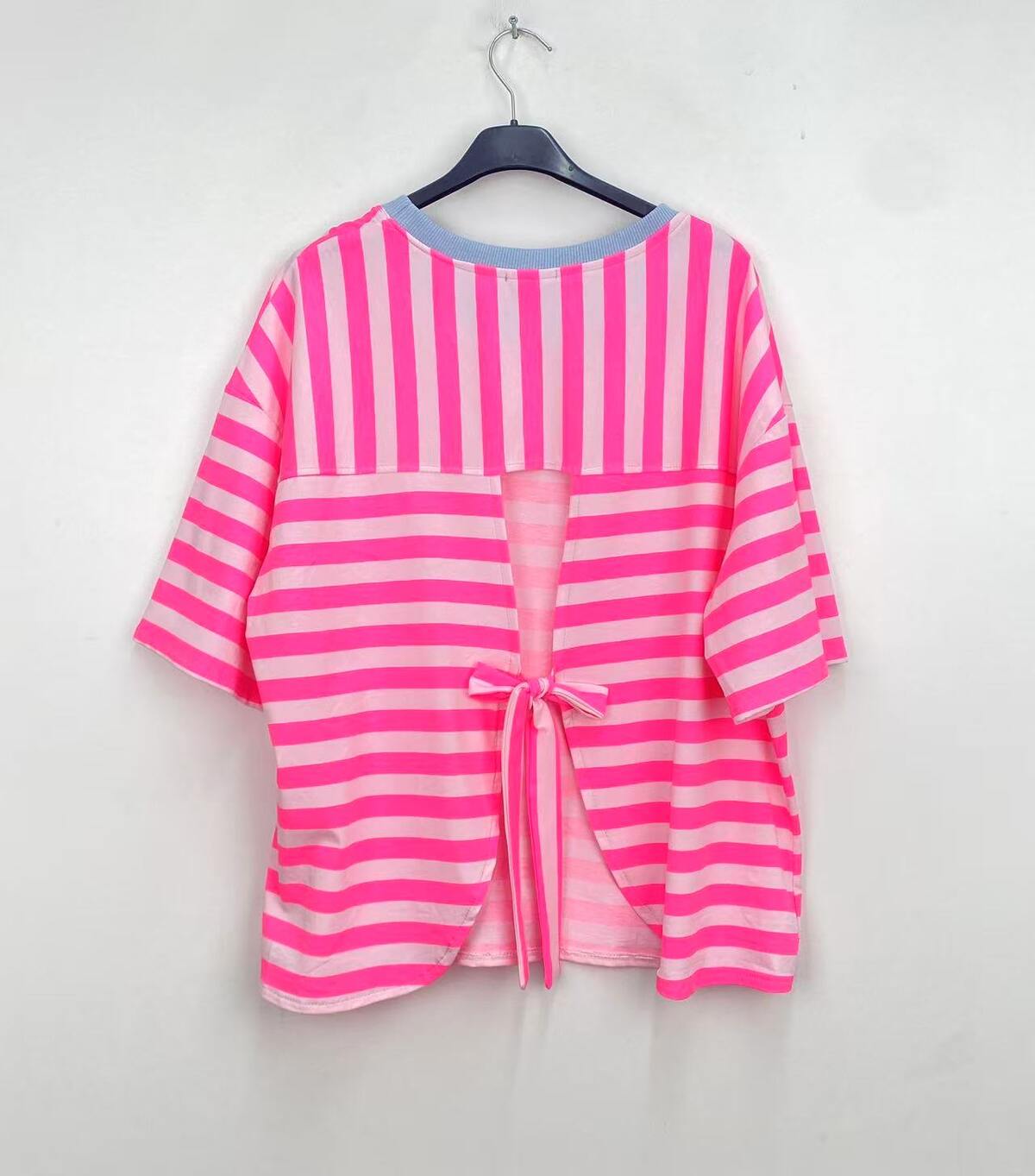 Top stripes bow pink - 3