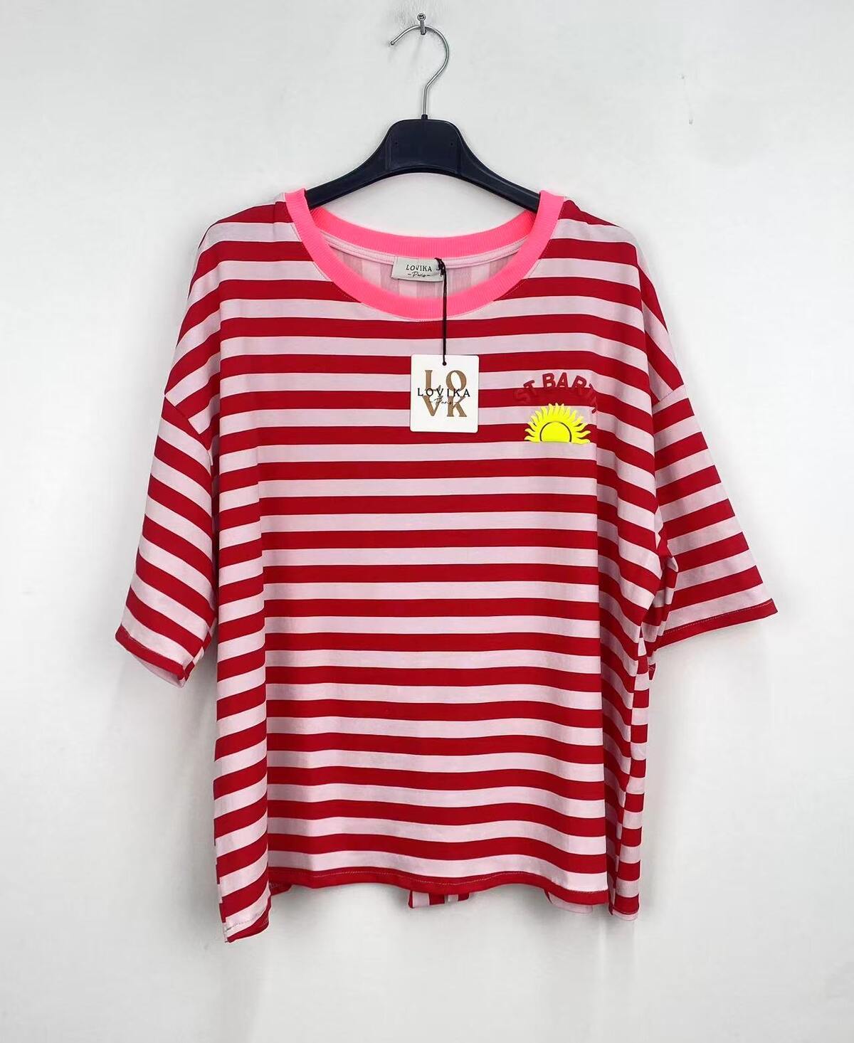 Top stripes bow red - 2