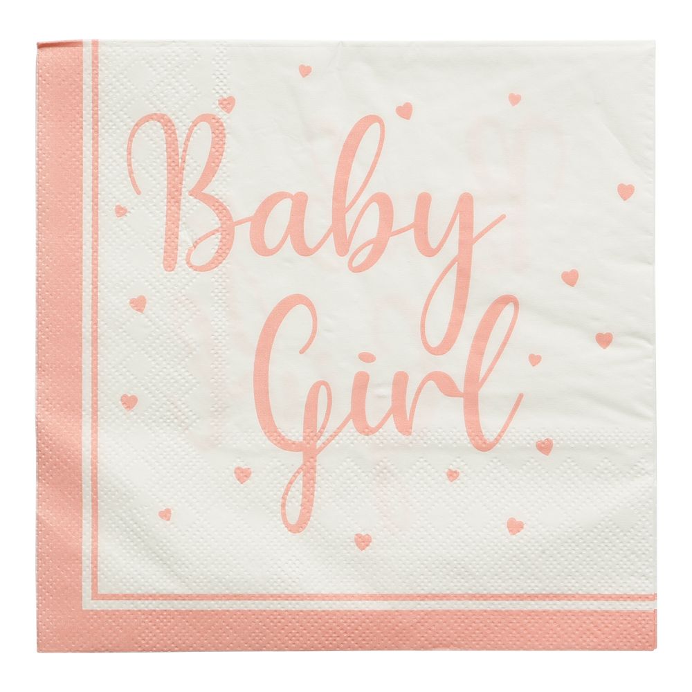 Baby Girl servetter 33 x 33 cm 16-pack till babyshower och dop
