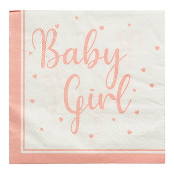 Baby Girl servetter 33 x 33 cm 16-pack till babyshower och dop