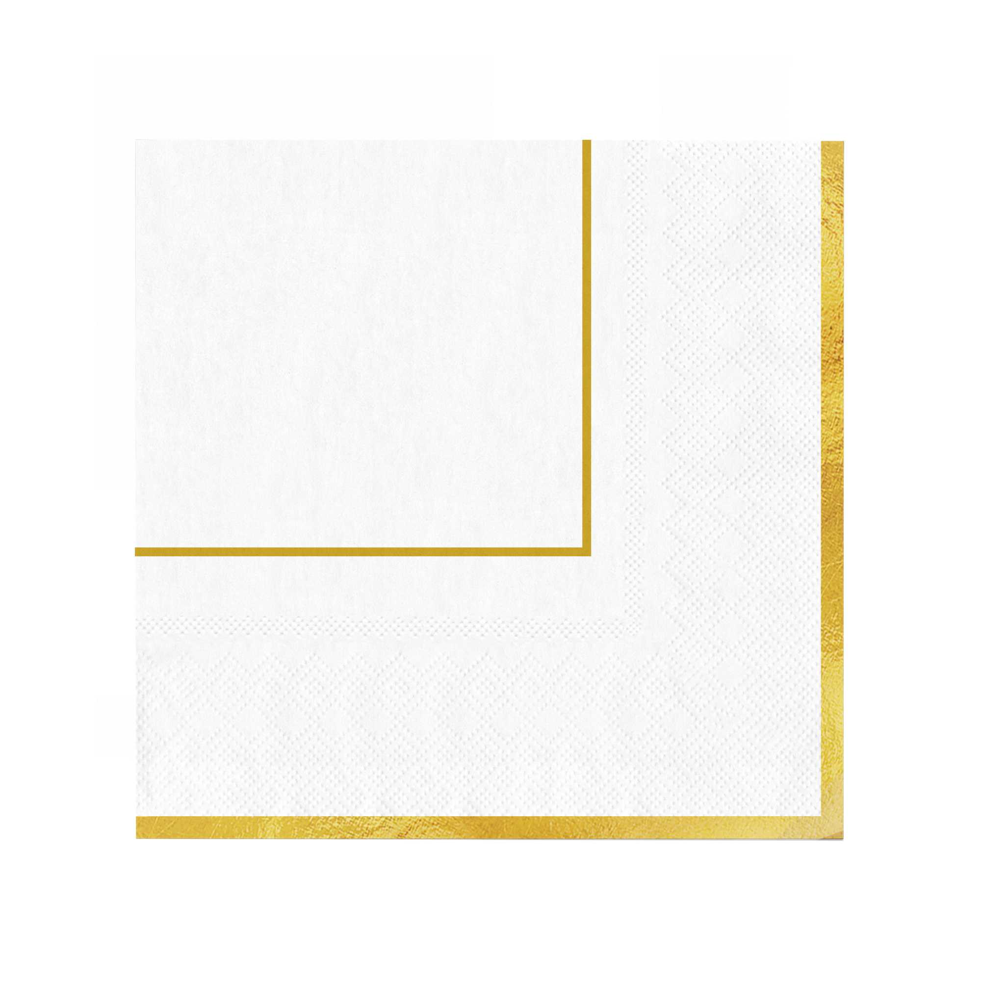 Servetter i vitt med elegant guldkant 33x33 cm 10-pack