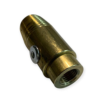 Conical brass adapter with a 1/4" female thread for our telescoping water poles