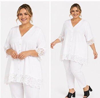Blus med spets, vit 