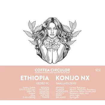 Coffea Circulor - Konijo NX - Natural - Etiopien - Ljusrostade kaffebönor - 250g