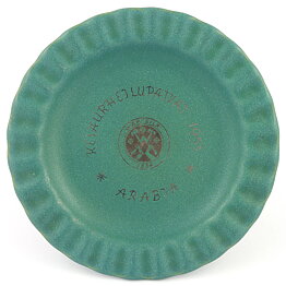アラビア社  緑色の丸皿  銀色のWärtsiläロゴ入り  特注品  12cm  1953年