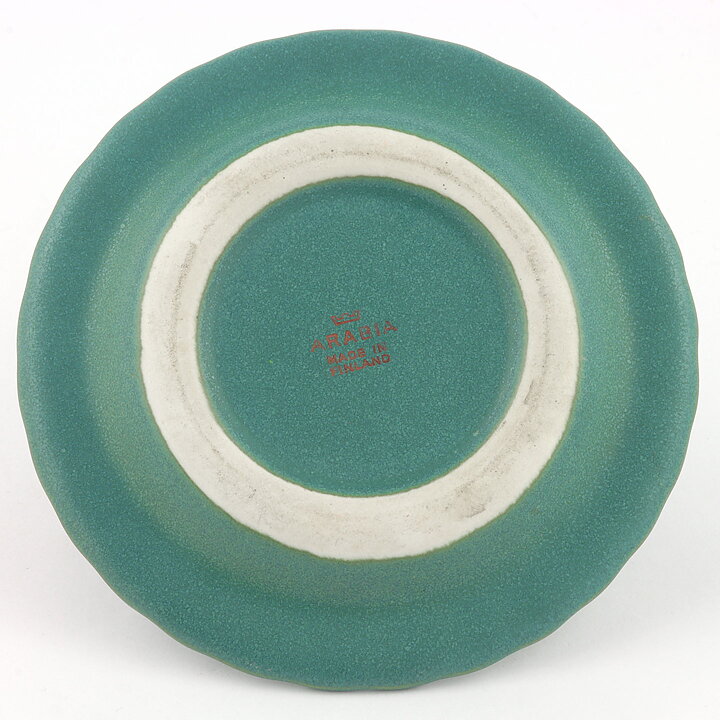 アラビア社  緑色の丸皿  銀色のWärtsiläロゴ入り  特注品  12cm  1953年