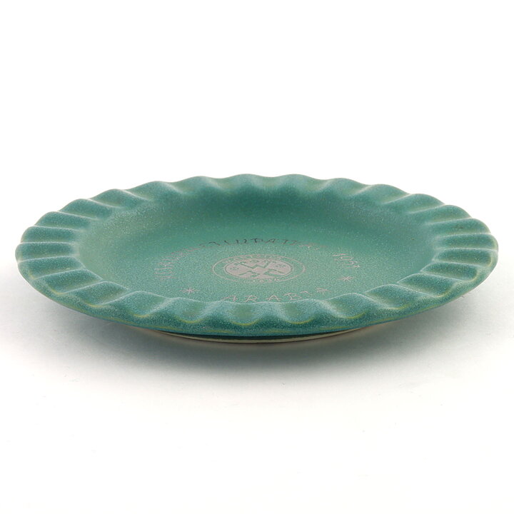 アラビア社  緑色の丸皿  銀色のWärtsiläロゴ入り  特注品  12cm  1953年