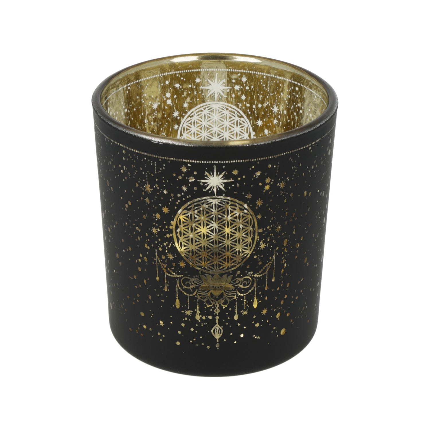 Ljuslykta metallic Mystical Flower of Life mindre