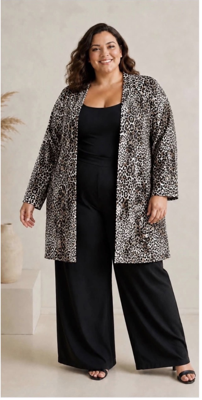 Cardigan med öppen front, djurmönster 