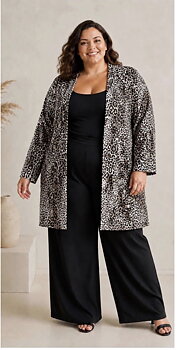 Cardigan med öppen front, djurmönster 