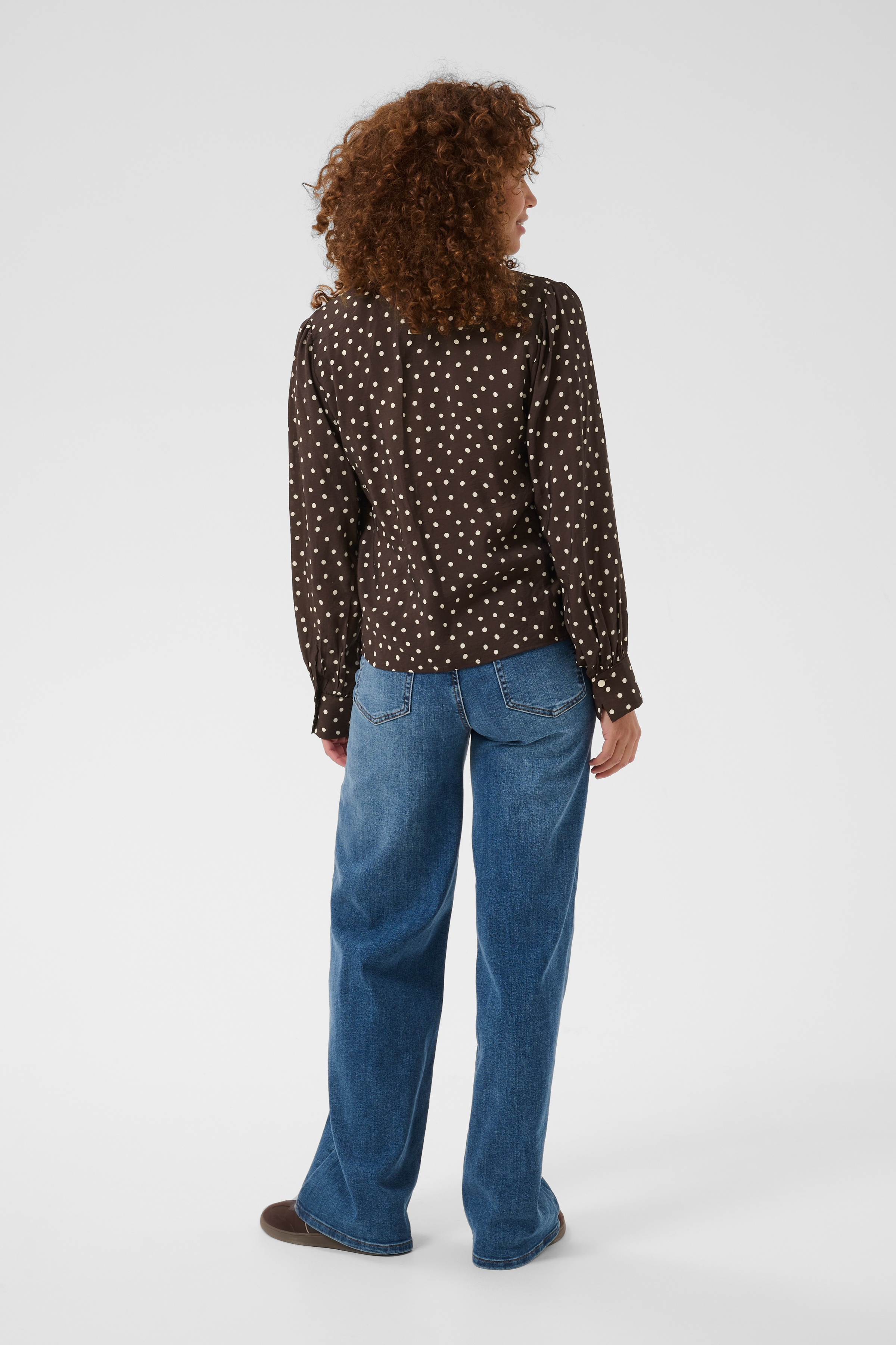 KAdotte Blouse Coffe Bean Prickig Blus med knyt - 5
