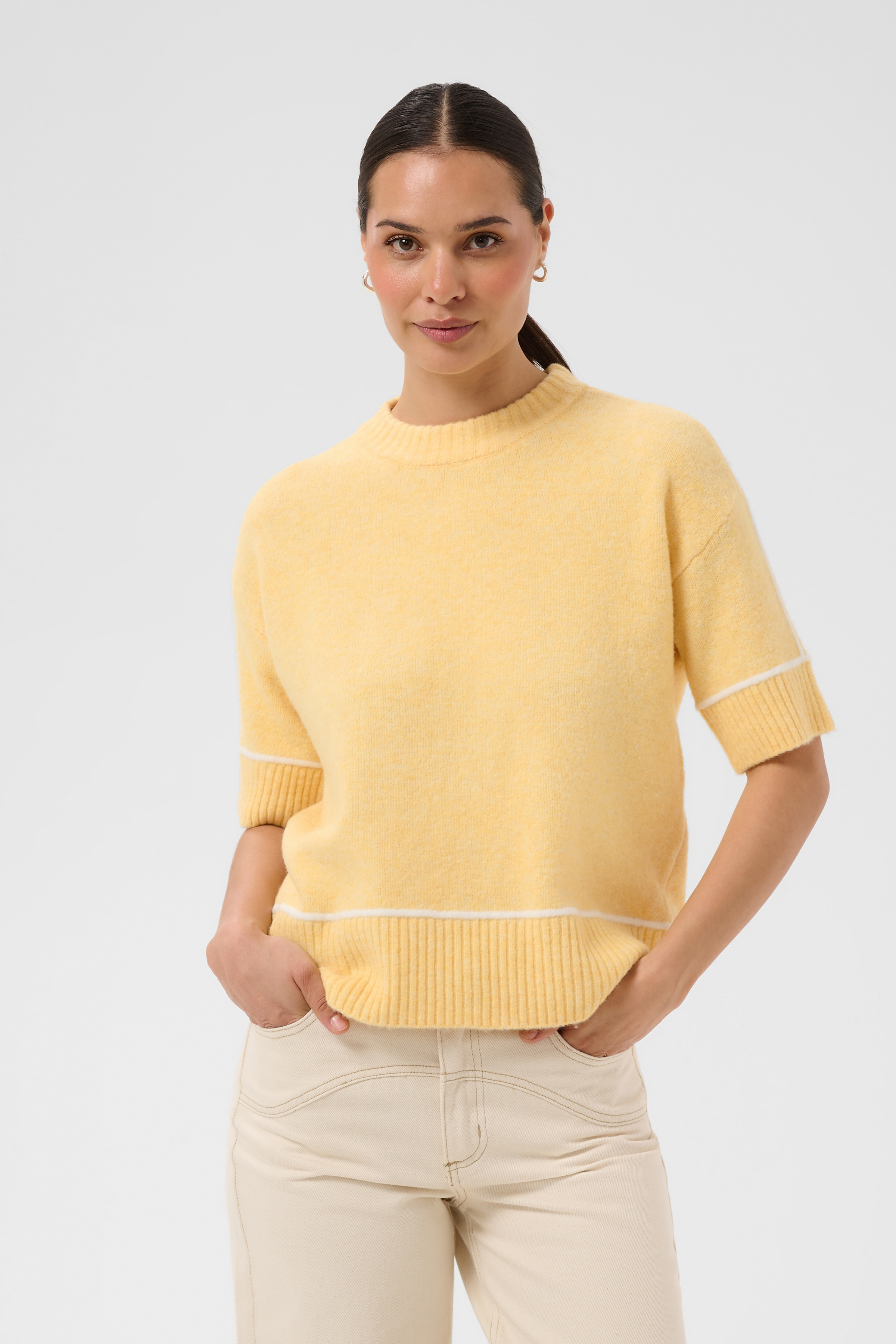 KAjinie Pullover Sunlight Melange Stickad tröja med kort ärm - 3