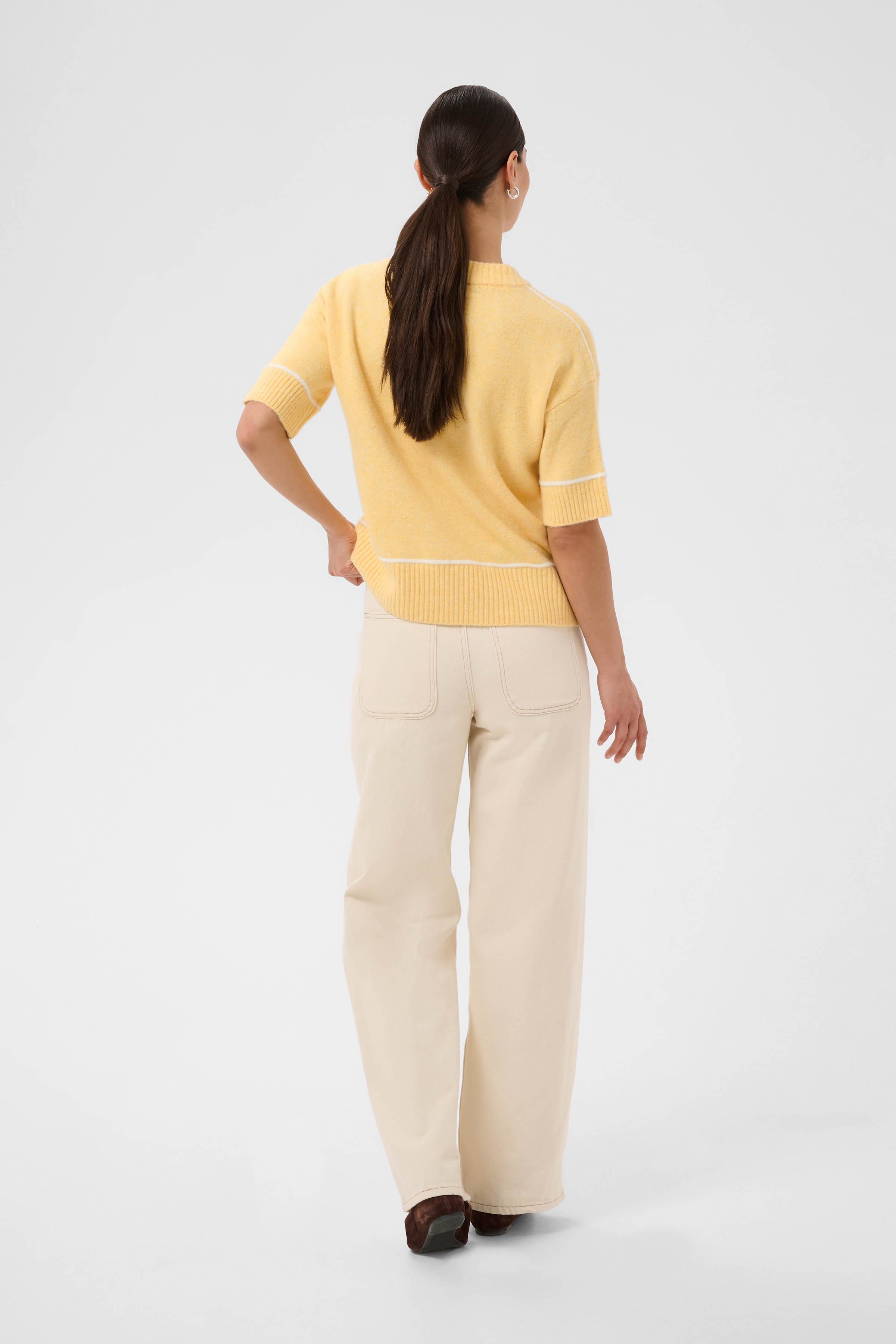 KAjinie Pullover Sunlight Melange Stickad tröja med kort ärm - 4