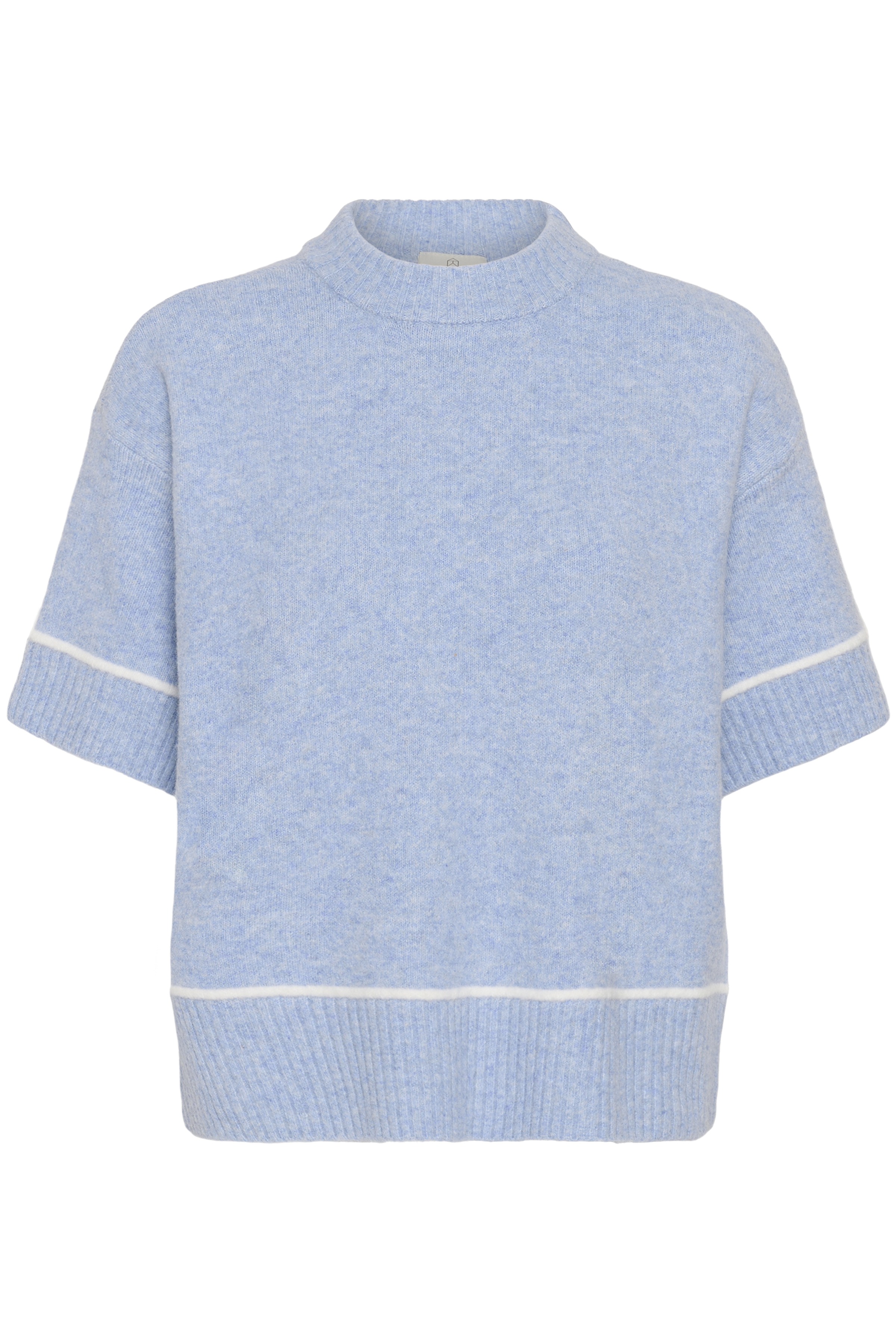 KAjinie Pullover Blue Fog Melange Stickad tröja med kort ärm - 7