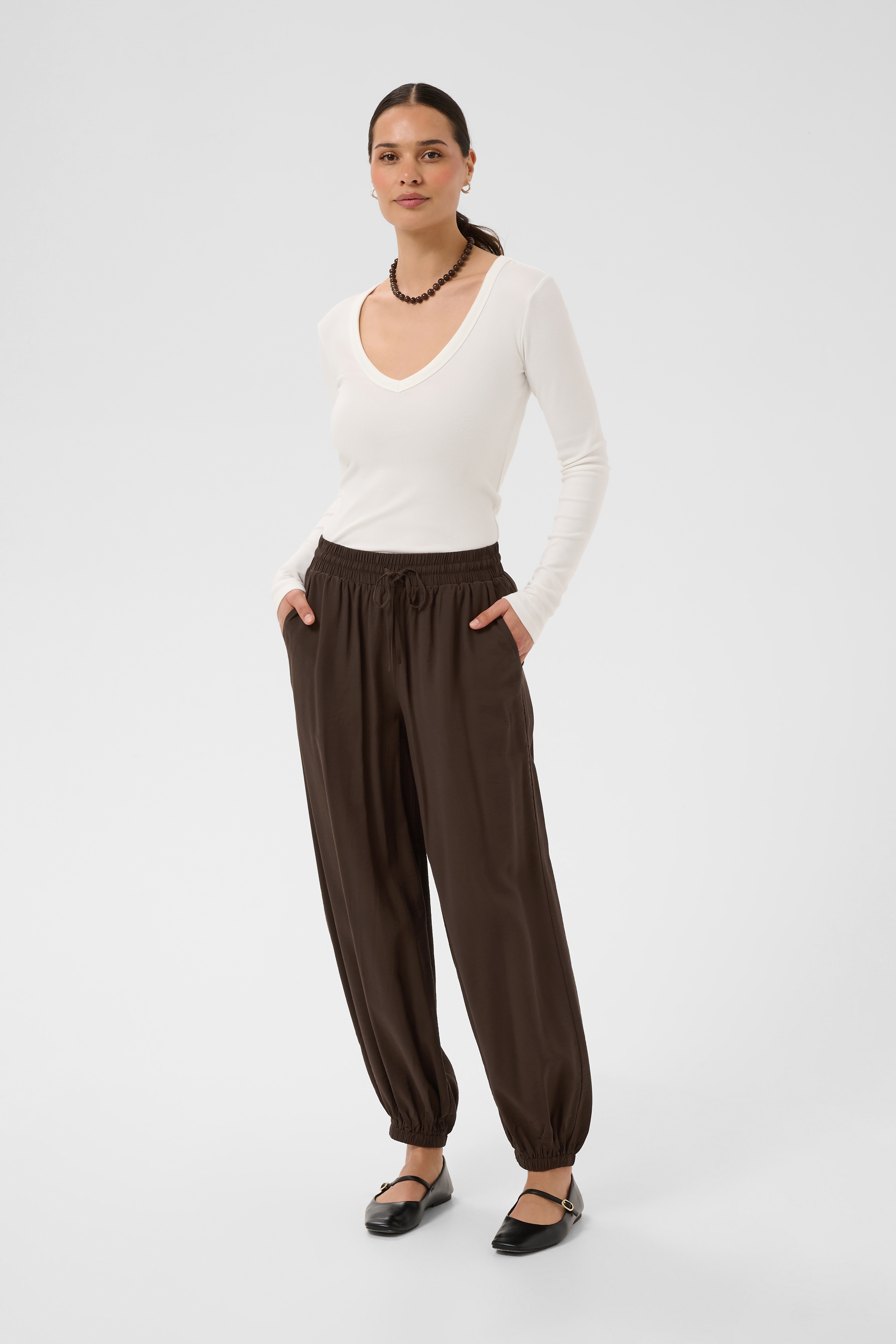 KAalberta Trousers Coffee Bean Brun Ballongbyxa