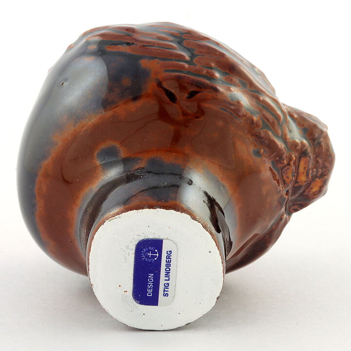 Stig Lindberg (Combin 1970s) Bottle Woman Head with Tenmoku Glaze 7 cm (1)