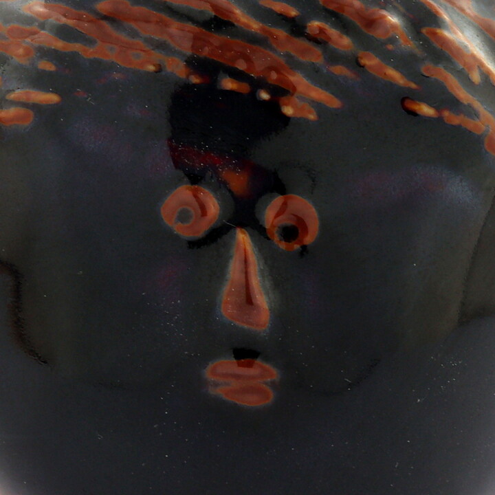 Stig Lindberg (Combin 1970s) Bottle Woman Head with Tenmoku Glaze 7 cm (1)