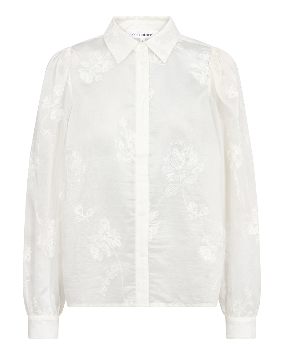 Skjortblus Vivian vit med broderade blommor - 4