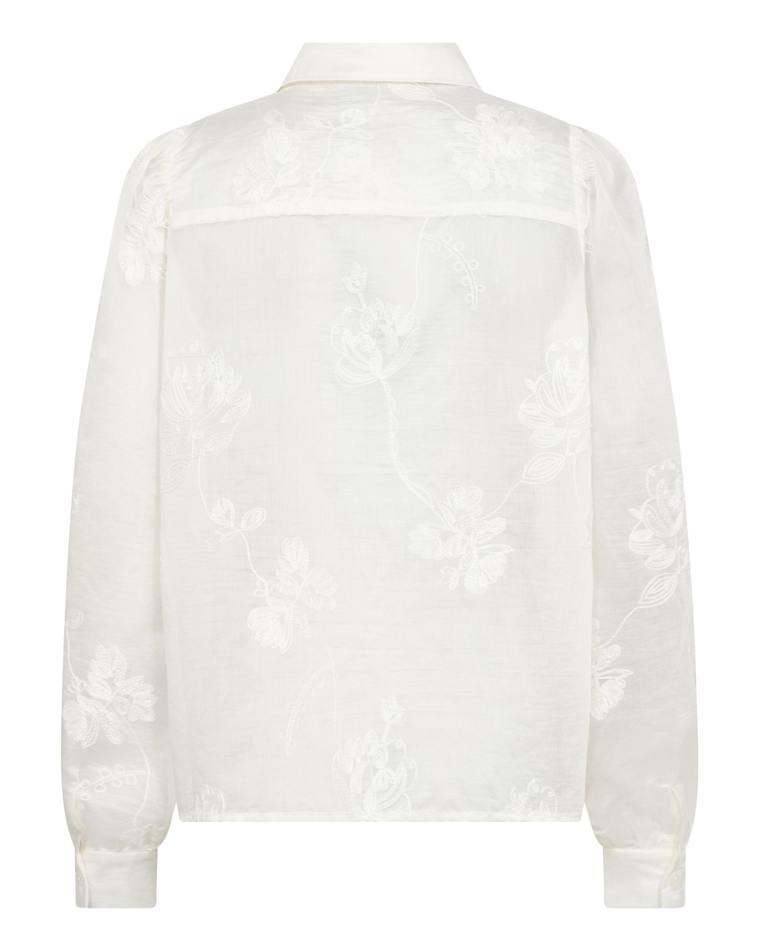Skjortblus Vivian vit med broderade blommor - 5