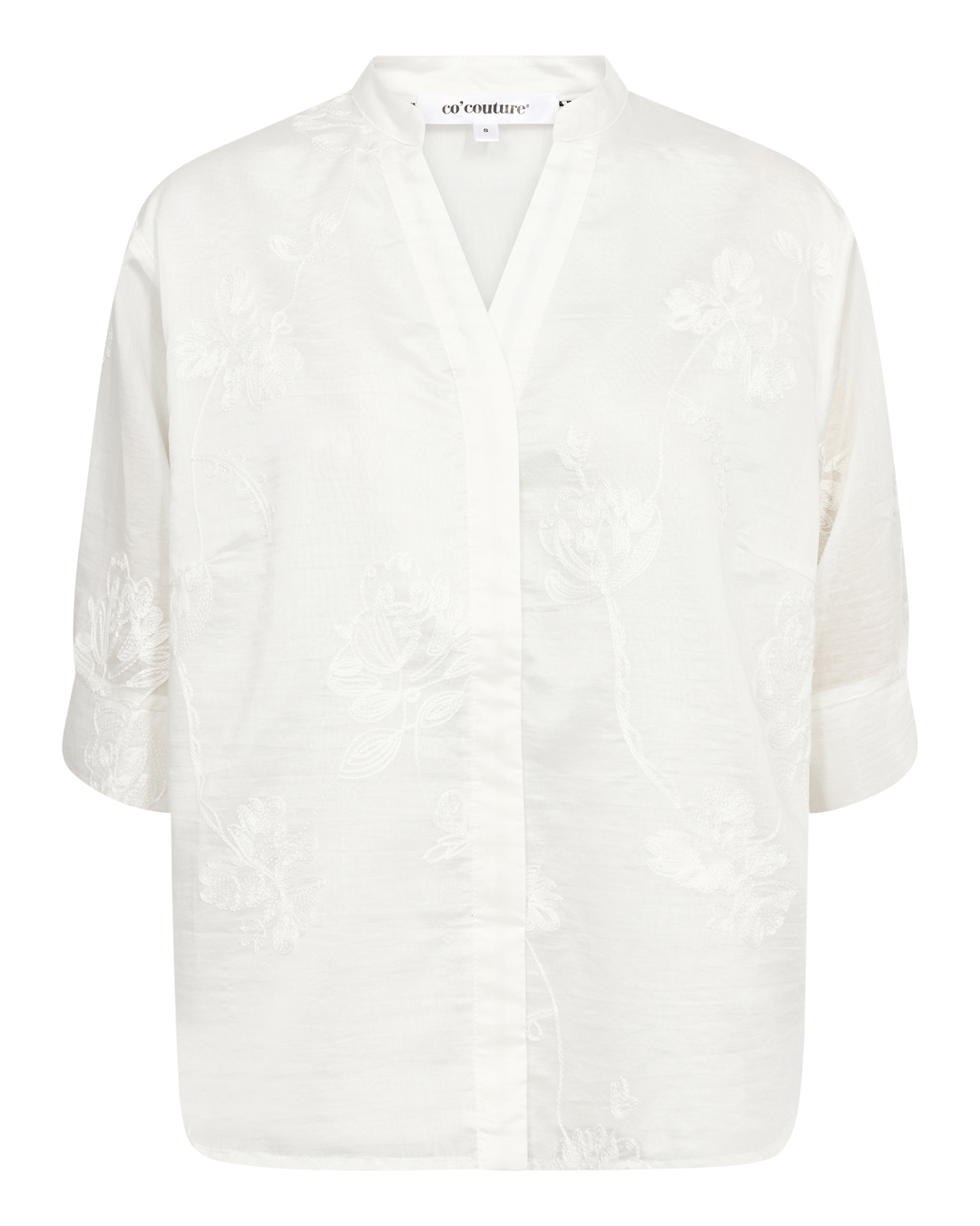 Blus Vivian vit med broderade blommor - 5