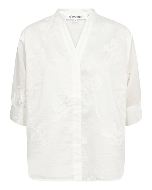 Blus Vivian vit med broderade blommor - 5