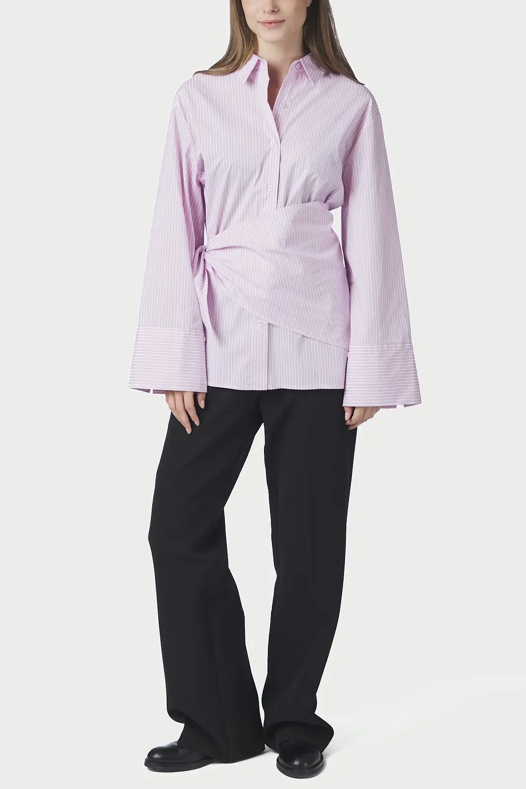 Neo Noir - Dita Scarf Stripe Shirt Light Pink - 4