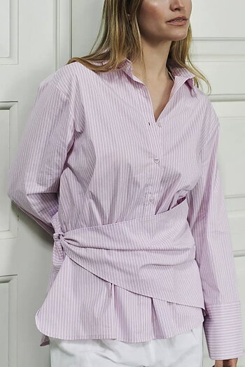 Neo Noir - Dita Scarf Stripe Shirt Light Pink