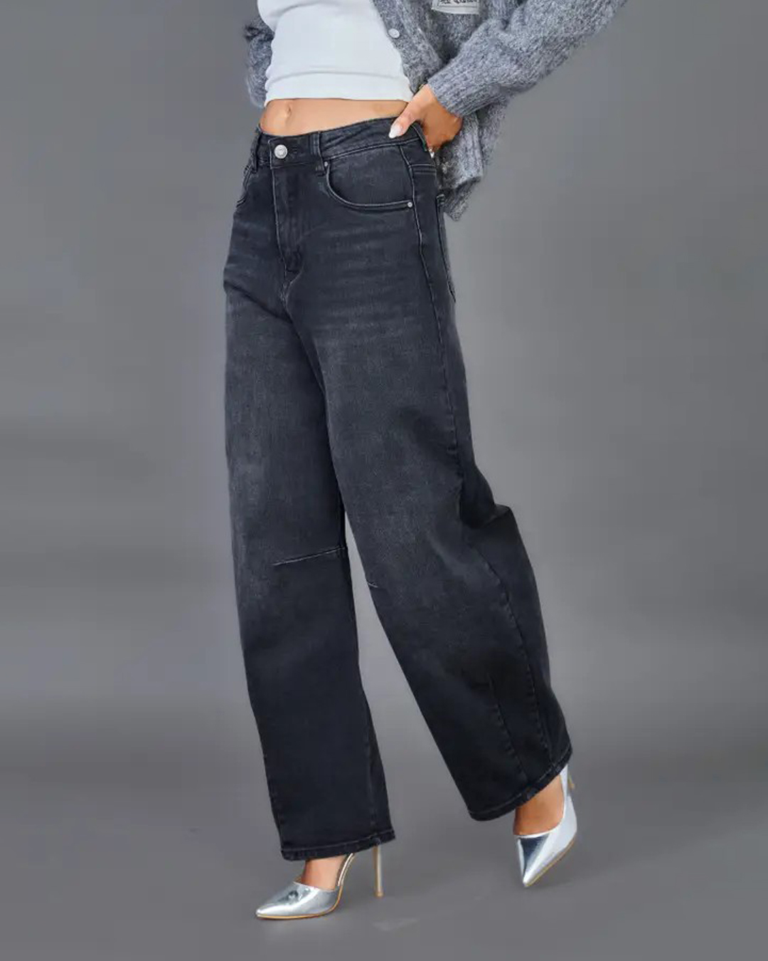 Barreljeans Louisa mörkgrå - 3